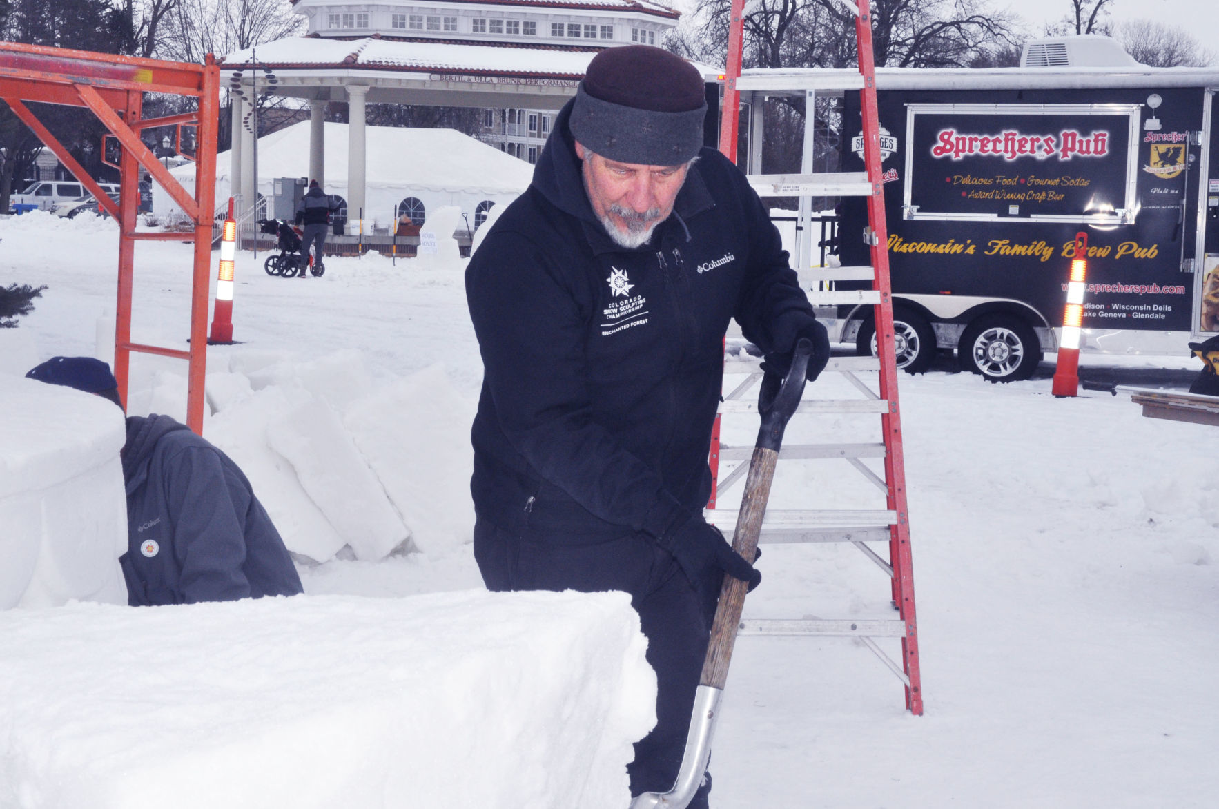 "Snow Mafia" member does some shoveling work